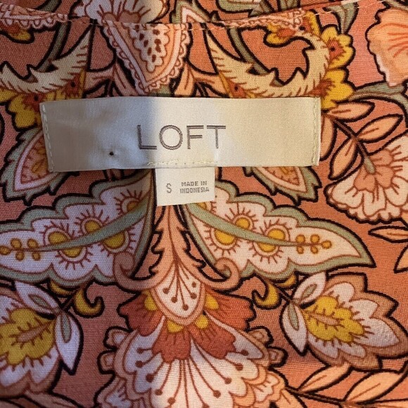 Ann Taylor LOFT Womens Size Small Multicolor Floral Paisley Viscose V-Neck Top - Picture 4 of 5